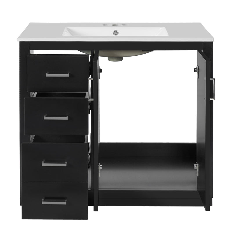 Bathroom Vanity With Sink Combo, Storage Cabinet, Freestanding Set With 3 Drawers & Soft Closing Doors