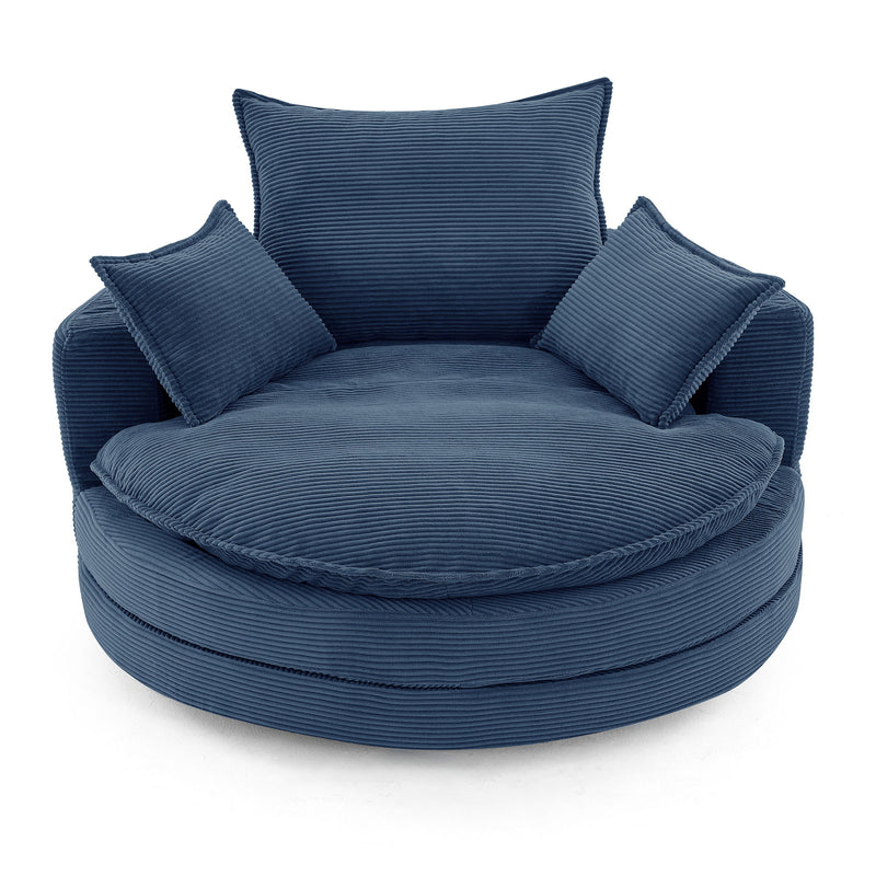 360° Swivel Accent Barrel Chair With Dual Layer Cushion And 3 Removable Pillows