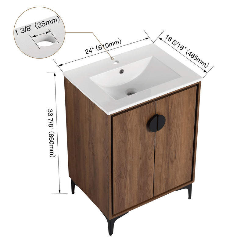 Modern Bathroom Vanity With Top Sink, Engineered Wood Storage Cabinet