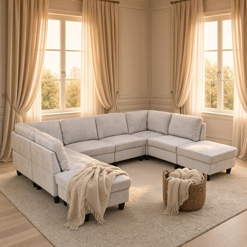 8 Piece Modular U - Shape Sectional Sofa