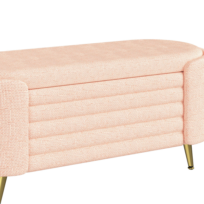 Modern Oval Storage Ottoman With Upholstery