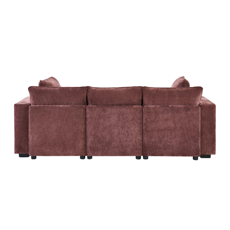 Modern Sectional Sofa U-Shaped With Movable Ottoman Storage Armrests And USB Ports