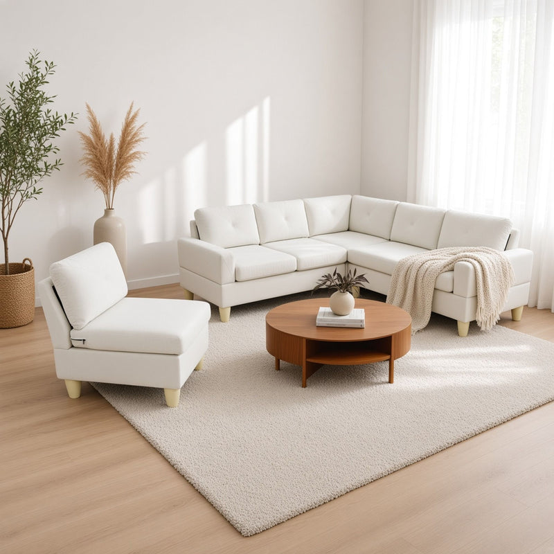 Modular L - Shaped Sectional Sofa 6 Seater 4 Piece Couch With Chaise