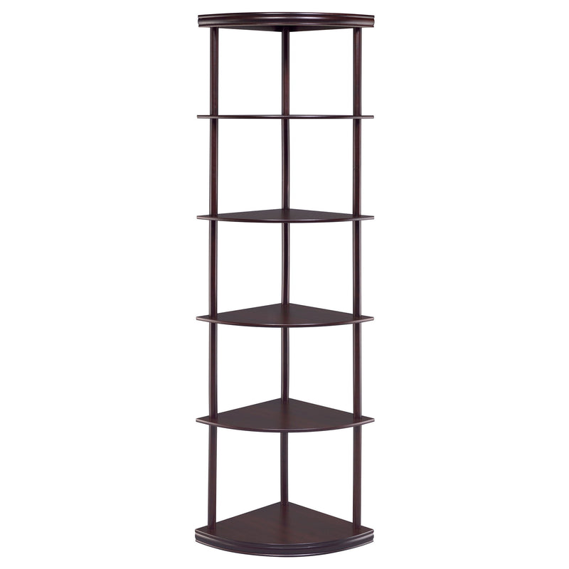 Corner Bookcase With 5 Shelves, Compact Design For Living Room - Cappuccino