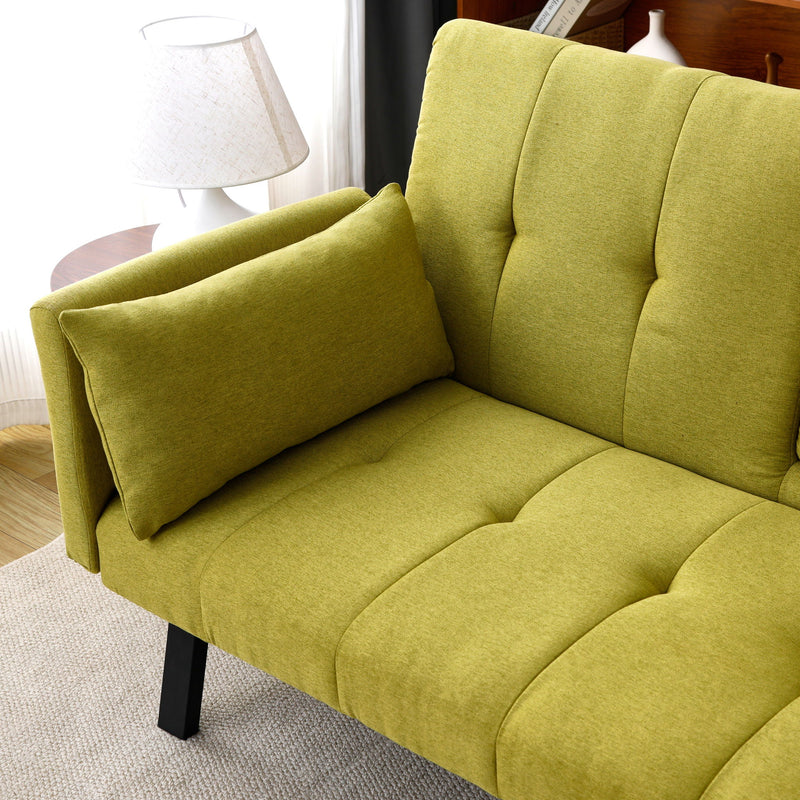 Sofa Bed With Foldable Design And Cup Holder - Green