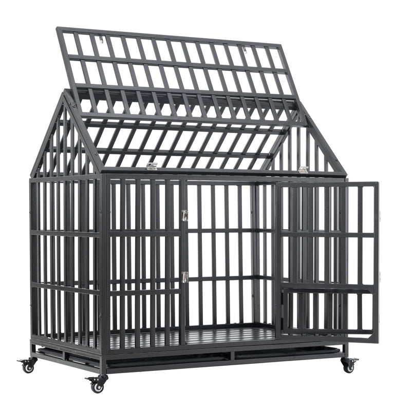 Heavy Duty Dog Crate Lockable Wheels