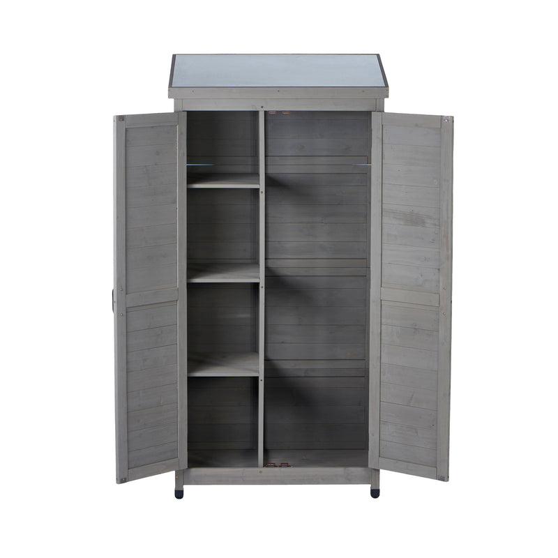Outdoor Storage Shed With Vertical Tool Cabinet For Backyard