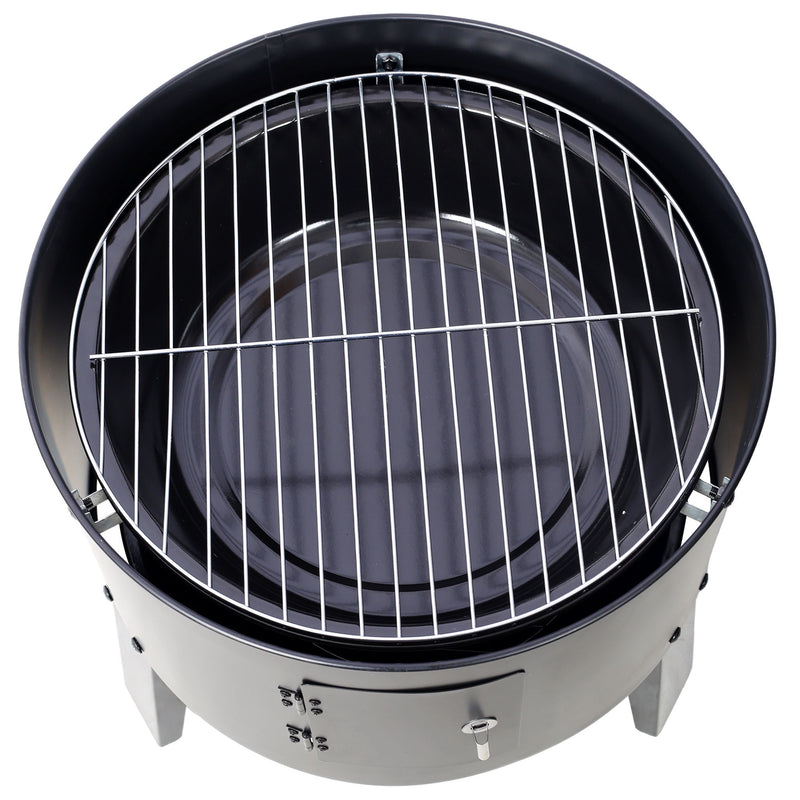 Portable Charcoal Smoker Grill For Outdoor Cooking - Black