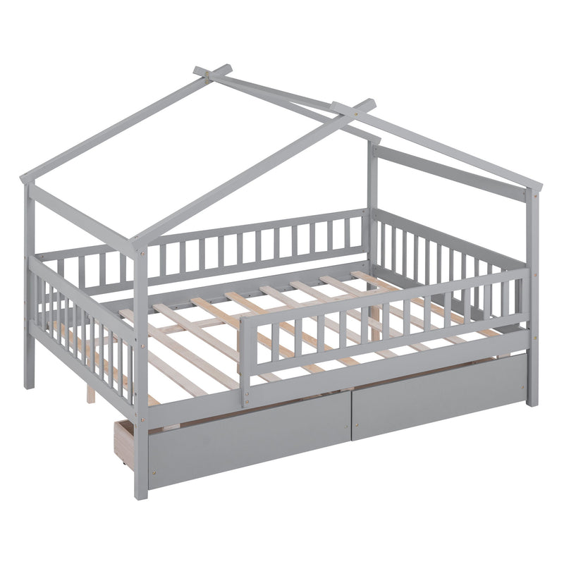 House Bed With 2 Drawers