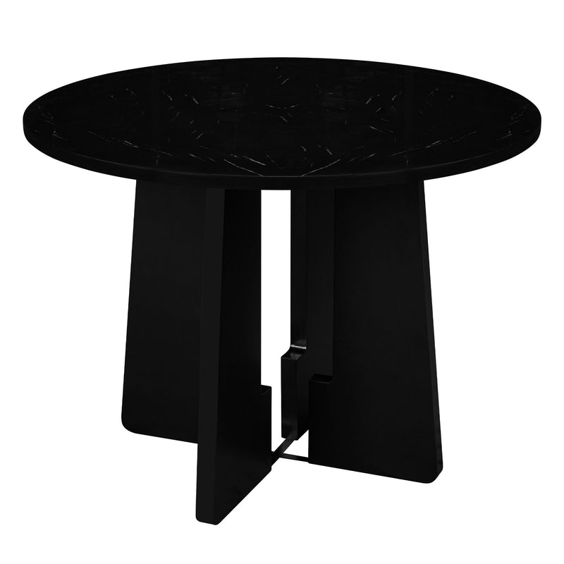 5 Piece Round Dining Table Set, Modern Table And 4 Upholstered Chairs For Dining Room