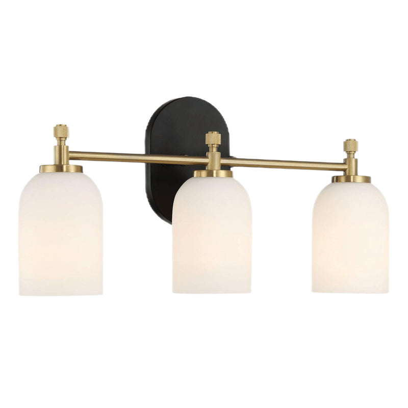 Meadows - 3 Lights Vanity Brush Bathroom Wall Light For Bathroom Over Mirror - Black / Gold / White