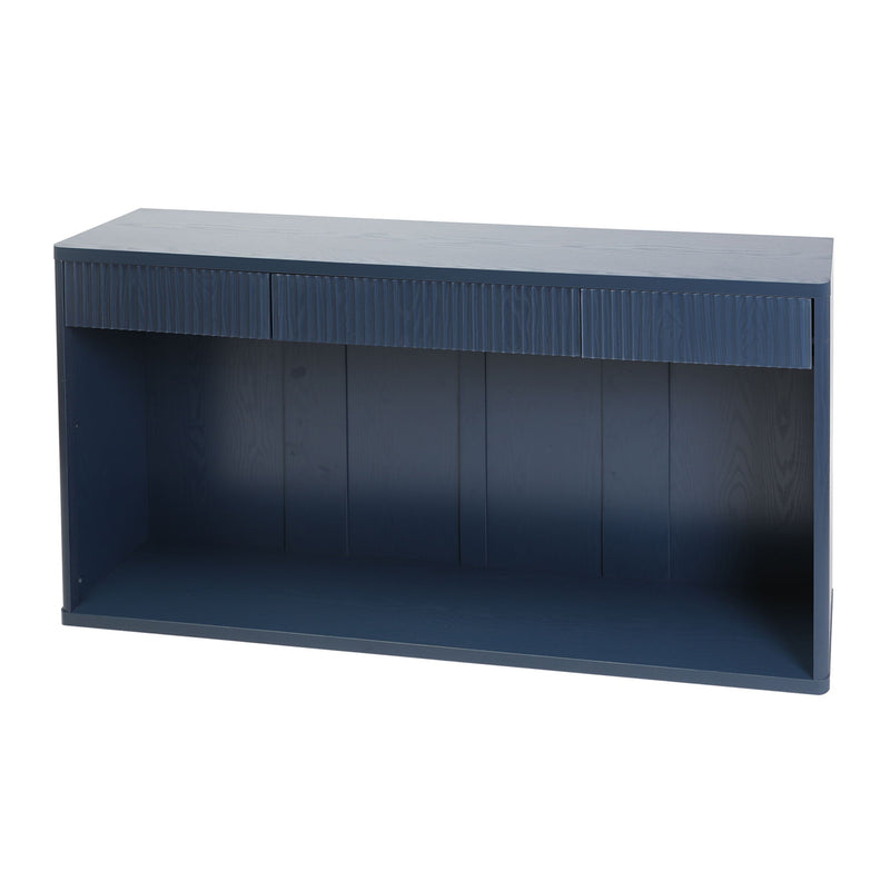 Fluted Console Table With 3 Drawers, Long Sofa Table Behind Couch For Living Room