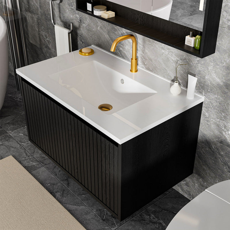 Wall Mounted Floating Bathroom Vanity With Sink And Drawers