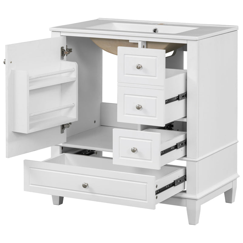 Freestanding Bathroom Vanity With Sink, Soft Close Door, 3 Drawers
