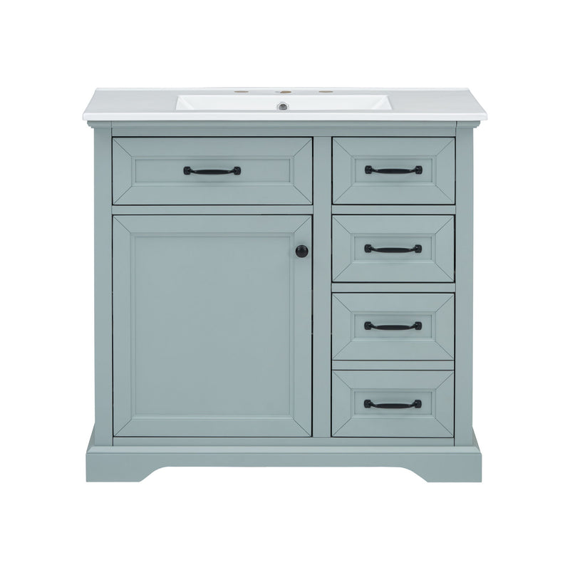 36" Bathroom Vanity With Sink, 2 Tip Out Drawers, Soft Close Hinges