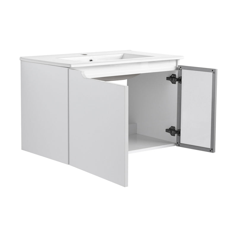 Wall Mounted Bathroom Vanity With Sink, 2 Soft Close Doors, Cabinet & Half Door