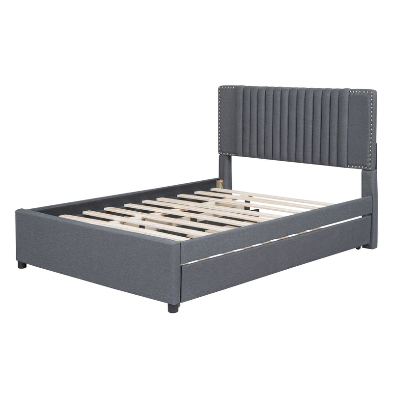 Upholstered Platform Bed With Drawers, Classic Headboard Design