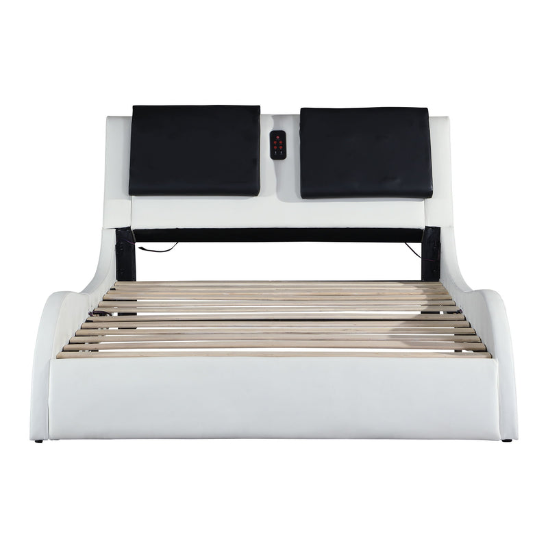 Platform Bed Frame With LED Lighting, tooth Music, Vibration Massage