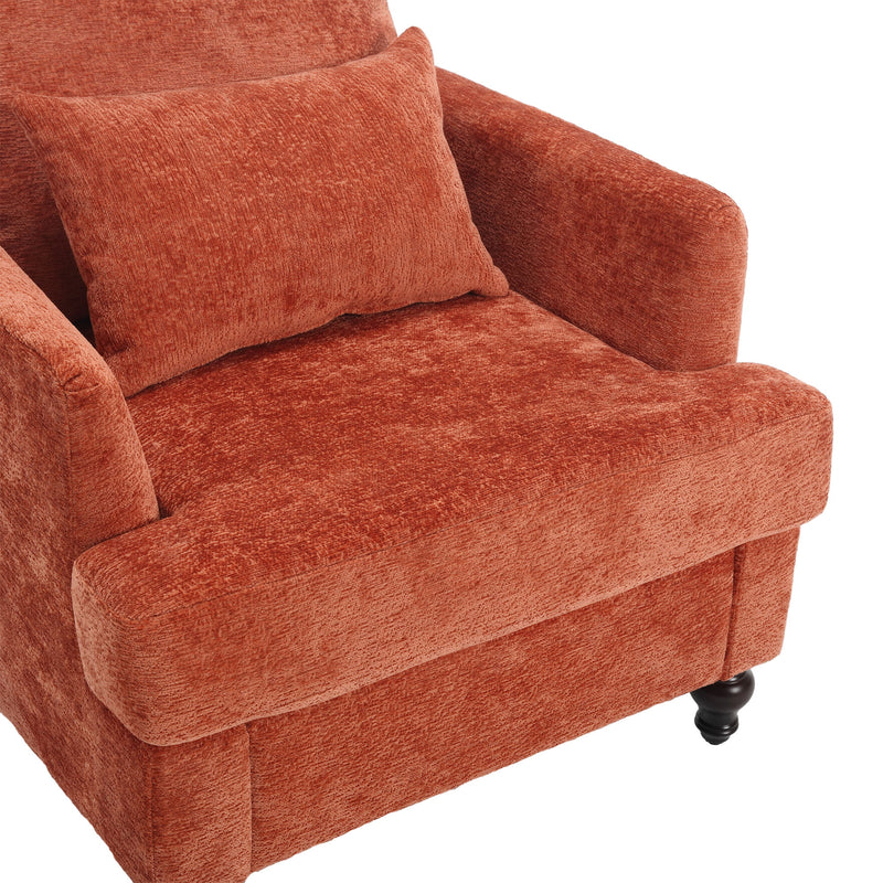 Modern Mid Century Wood Frame Armchair With Tufted Design