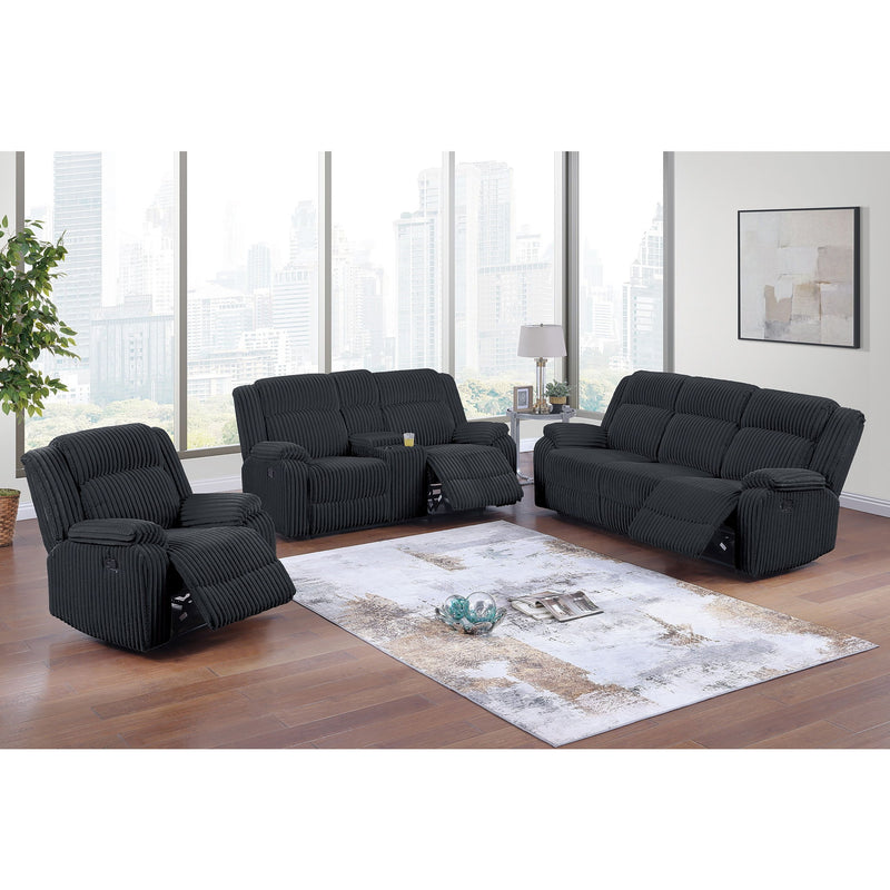 Motion Reclining Sofa With Seat And Adjustable Footrests For Living Room - Black