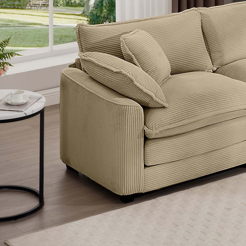 Modern 2 Seater With 4 Pillows, Upholstered Deep Seating Loveseat