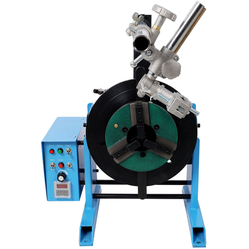 Heavy Duty Rotary Welding Positioner Turntable Table With Manual Tilt And 3 Jaw Lathe Chuck - Blue