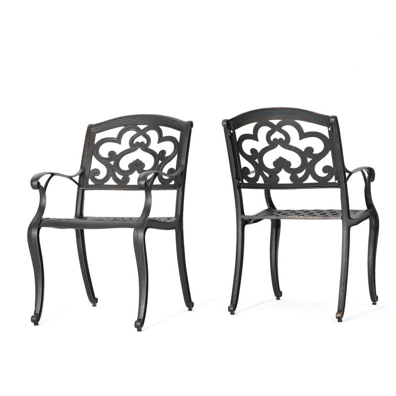 Cast Aluminum Dining Chair With Hand Crafted Details - Copper
