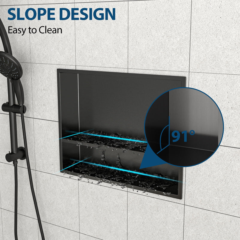 Modern Stainless Steel Shower Niche Double Shelf For Bathroom