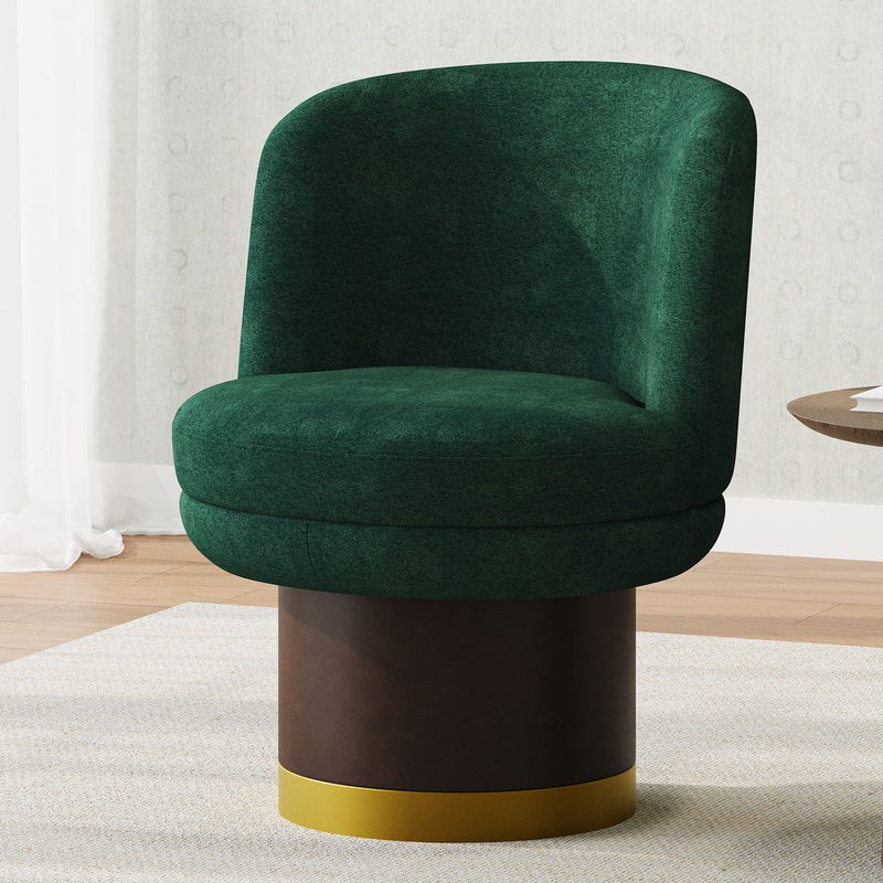 Round Swivel Accent Chair With Ergonomic Backrest For Living Room