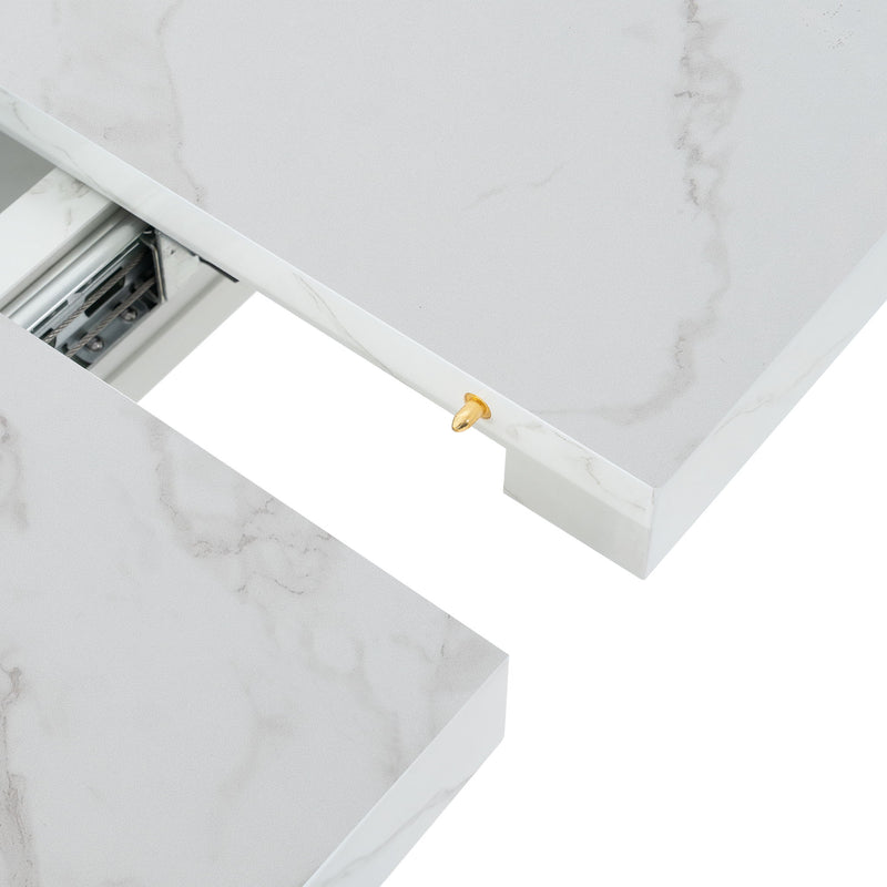 Modern Rectangle Dining Table With Stretchable Top, Storage Cabinet