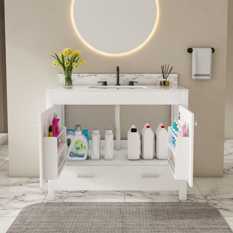 43" Bathroom Vanity Multi Functional Cabinet - White