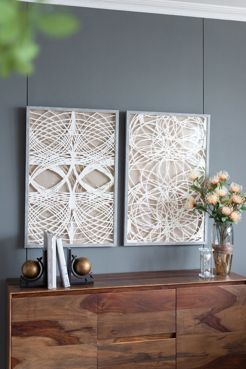 Leaf Shadow Box Wall Decor (Set of 2) - White / Gray