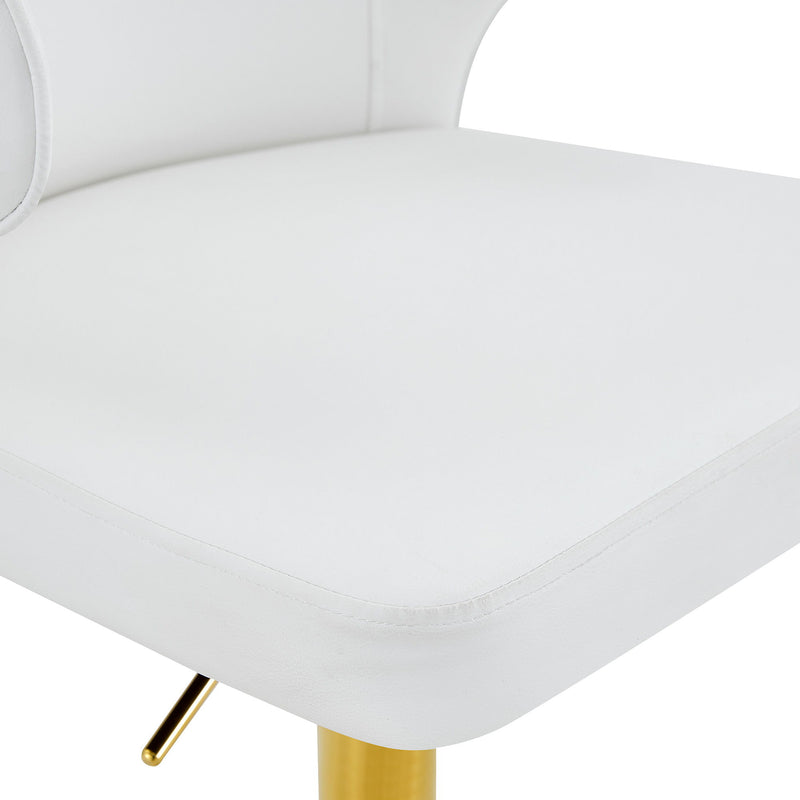 Adjustable Swivel Bar Chair With High Back Support For Kitchen Counter (Set of 2) - Gold / White