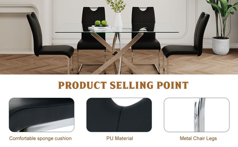 Modern Dining Chairs With Padded Seat And Metal Legs