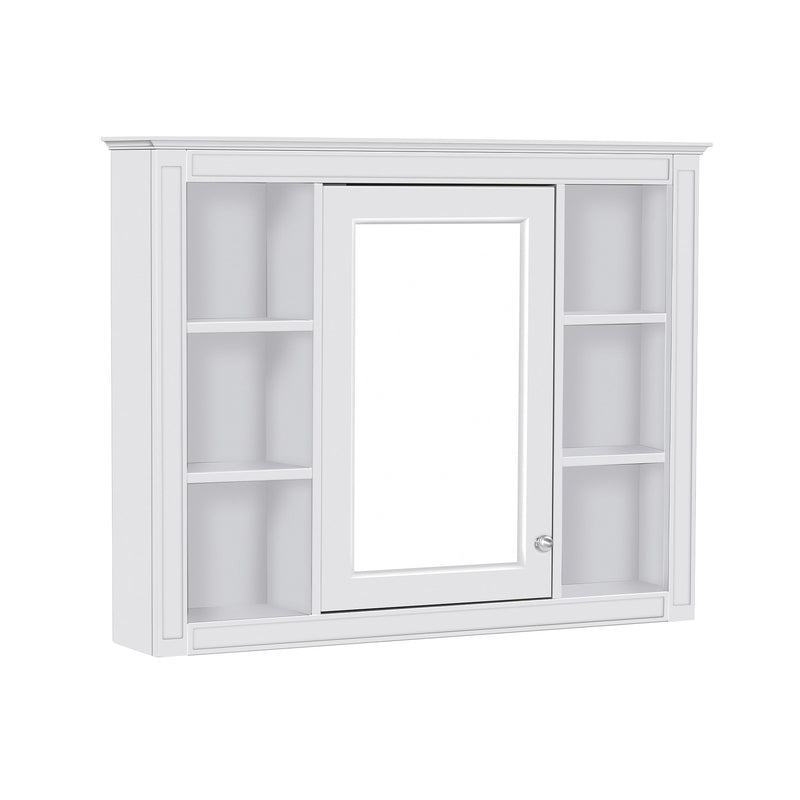 Bathroom Vanity With Mirror Cabinet, Single Sink With 2 Soft Closing Doors And 4 Drawers