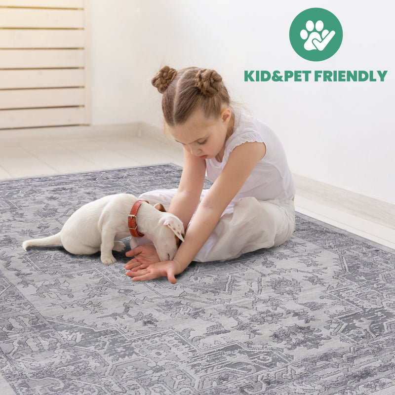 Marfi - 6' X 9' Oriental Area Rug - Silver