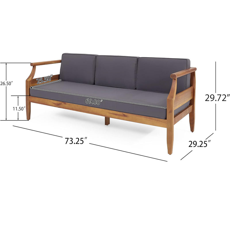 Bianca - Outdoor 3 Seater Sofa Chat Set With Ottoman - Teak