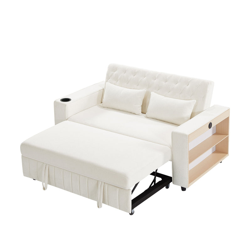 Pull-Out Sofa Bed Convertible Couch With Adjustable Backrest For Living Room
