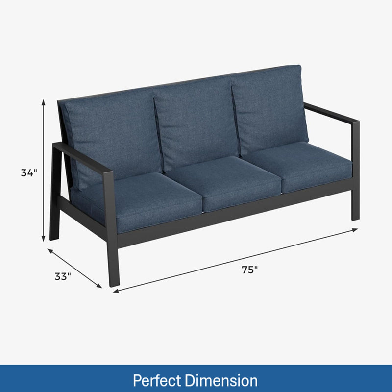 3 Seat All-Weather Patio Sofa With Cushions