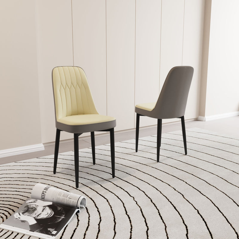 Modern Dining Chair With Cushions And Metal Legs
