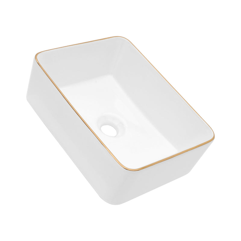 Modern European Style Ceramic Rectangular Vessel Bathroom Sink