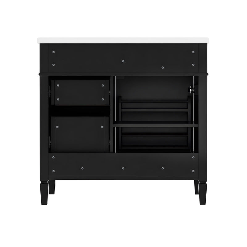 Bathroom Vanity With Sink, Rectangular Storage Cabinet & 2 Drawers And Tip Out Drawer