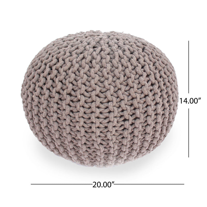 Moro - Knitted Round Pouf With Pumpkin Shape