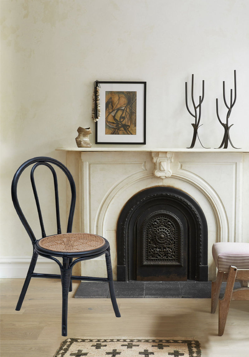 Rattan Dining Chair (Set of 2) - Black Multi