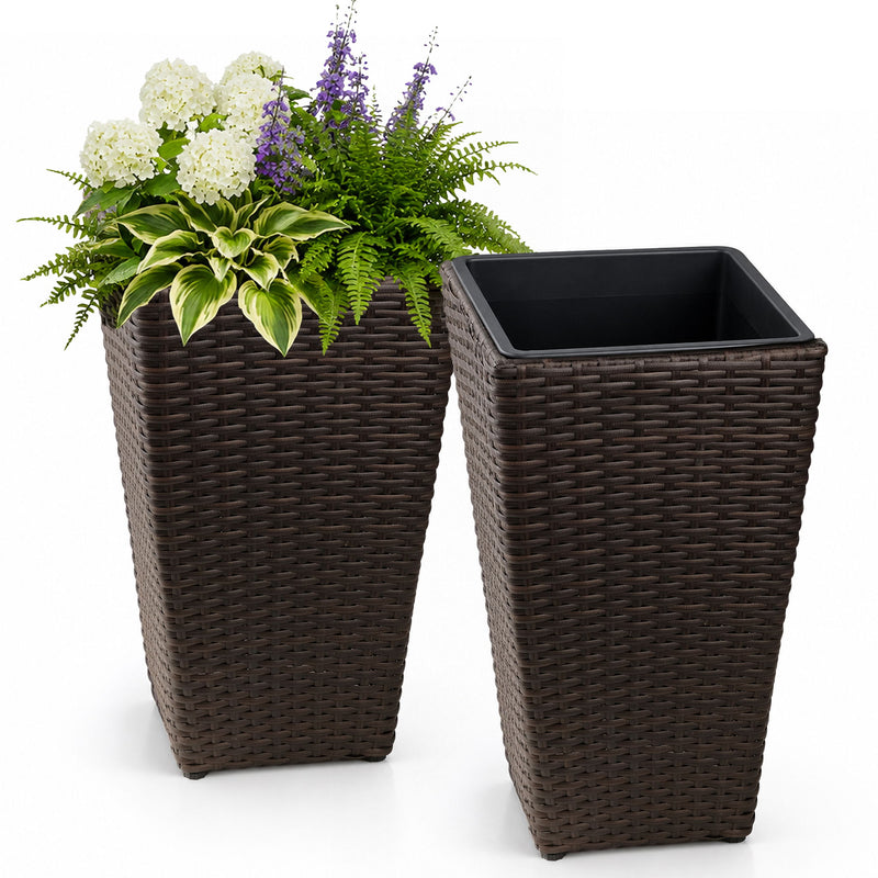 Solhome - Indoor / Outdoor Decorative Planter With Removable Insert (Set of 2) - Brown Ebony