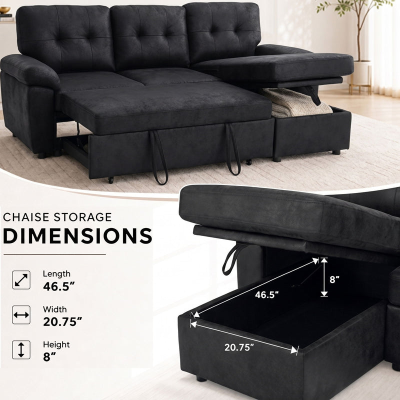 Convertible Sectional Sofa Bed With Pull Out Sleeper And Storage