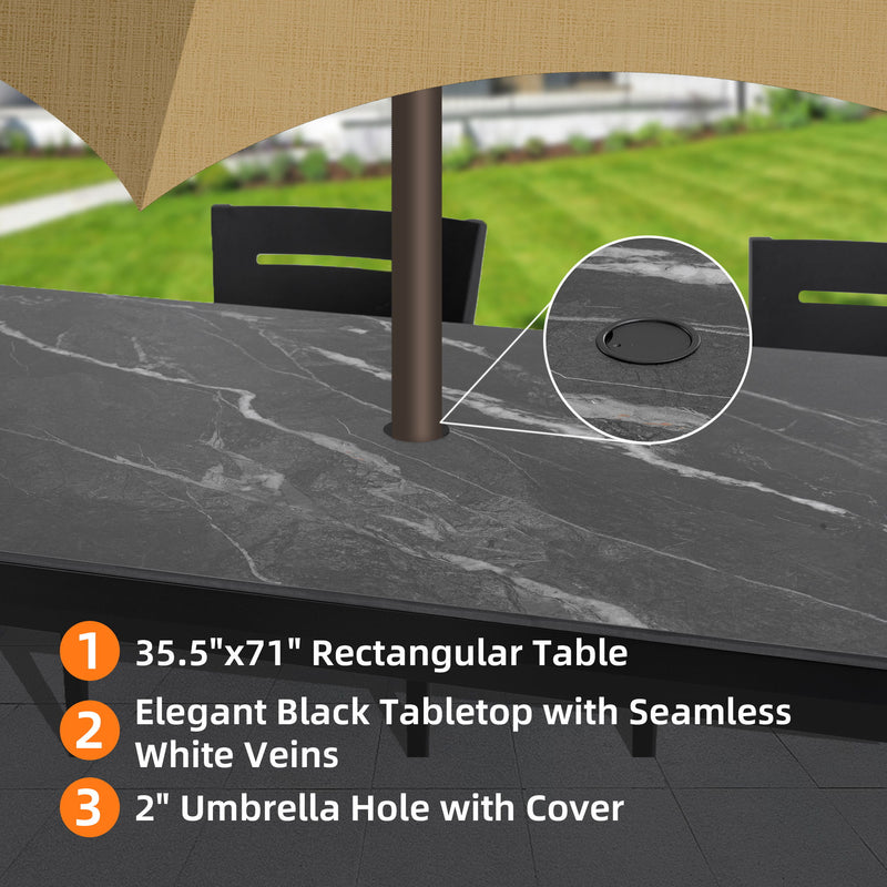 Modern Outdoor Patio Dining Set With Table And Chairs With Sunbrella Cushions