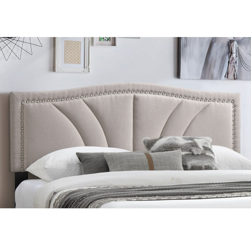 Bed With Nailhead Trim Accents, Upholstered Platform Frame