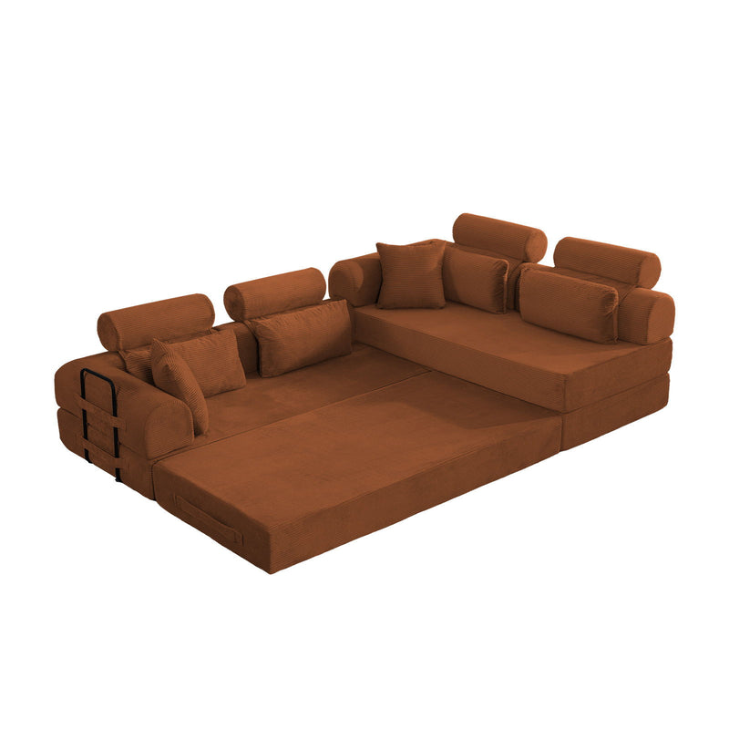 Modern L-Shape Modular Sectional Sofa, Compressed Design