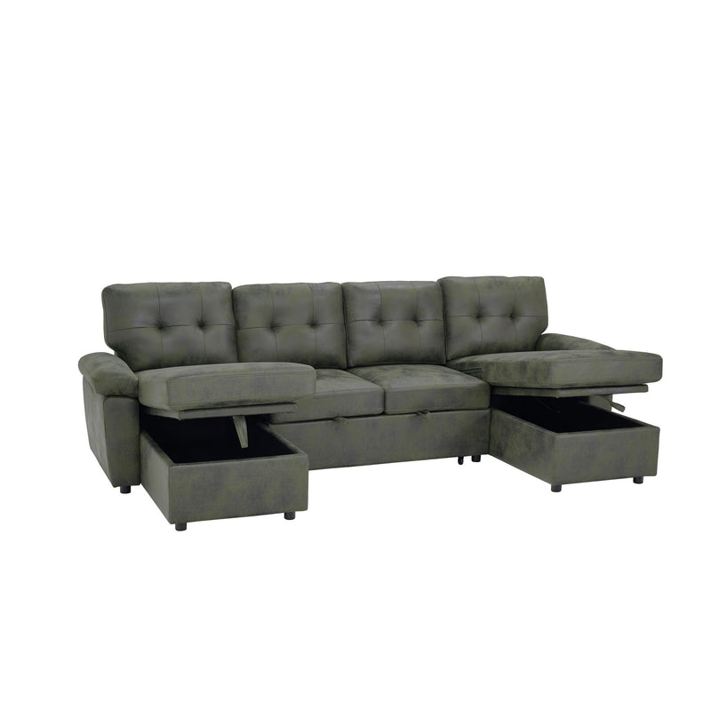 Convertible Sectional Sofa Bed With Pull Out Sleeper And Storage